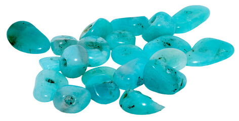 Turquoise bead stones on transparent background