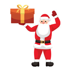 Santa Claus with big gift on white background