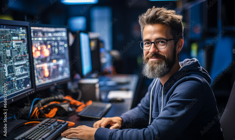 Poster expert computer systems engineer-architect designing complex solutions