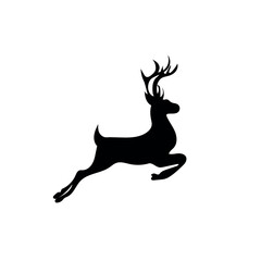 Silhouette of jumping deer on white background