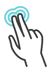 Two finger tap. Touch screen hand gesture
