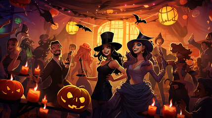 Two girls at a Halloween party in the nightclub