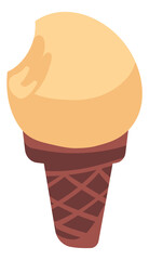 Waffle cone with ice cream scoop. Summer icon