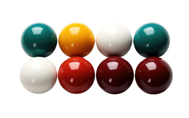 Shining Billiards Colorful Balls Isolated on Transparent Background PNG.