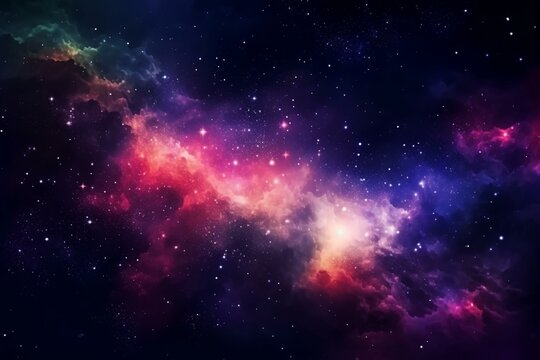 Abstract space nebula background with endless galaxy. Generative AI