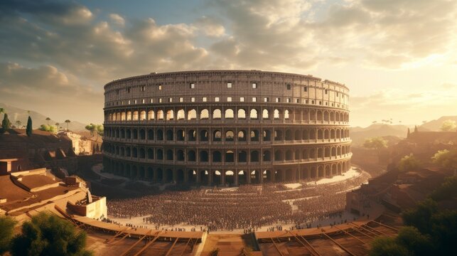 sunny sky and a roman coliseum