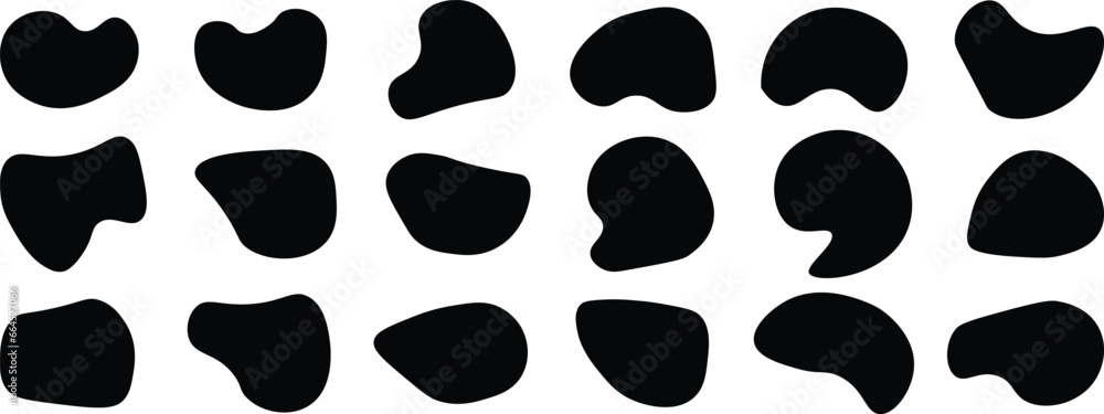 Aufkleber abstract black blob shape organic set. simple fluid circle shape, trendy wrap circle, blob shape ele