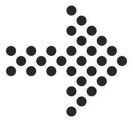 Arrow shape dot pattern. Direction black pointer