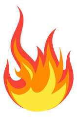 Hot cozy flame icon. Cartoon fireplace warming fire