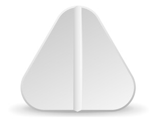 Blank tablet triangle shape. White medical drug