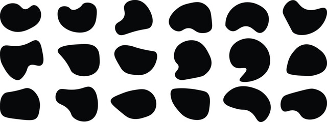 Abstract black blob shape organic set. Simple fluid circle shape, trendy wrap circle, blob shape element collection. Blob color collection