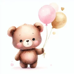 Fotobehang cute teddy bear with balloons © IMAGINATION