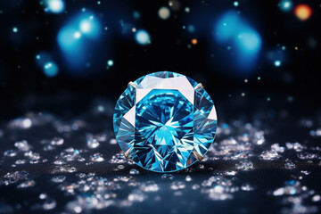 Fototapeta premium Blue Zircon stone Sparkling clear Blue in a night sky