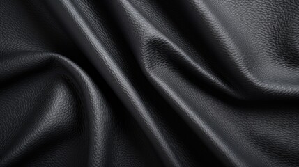 Black Leather texture close up as background. The material for the goods