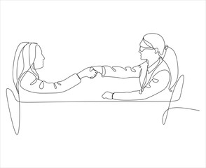 handshake Continuous line art or One Line Drawing of businessmen concept of friendship. Vector business illustrator
