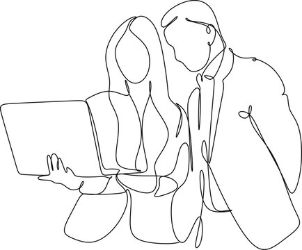 recommend clip art: One line drawing. Business and marketing social media.