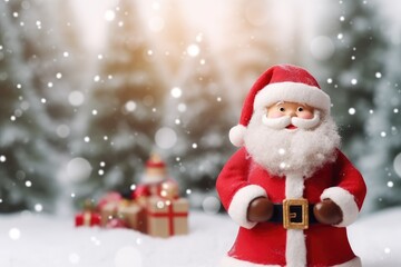 Quirky old bearded Santa Claus in the winter snowy forest. Winter holiday and Christmas concept. New Year's child frost.