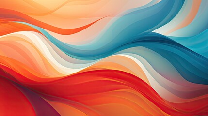 Obraz premium abstract colorful background with smooth wavy lines in orange and blue colors, ai generative