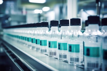 Medical vials on production at a pharmaceutical factory