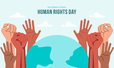 Hand Drawn International Human Rights Day Background with Hands