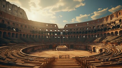 Empty ancient arena battle coliseum, on a day