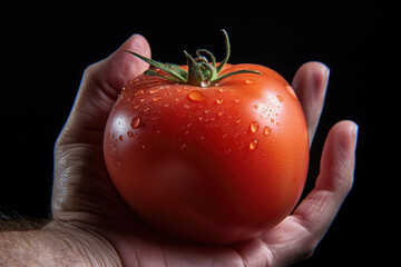 Hands holding fresh tomatoes close up