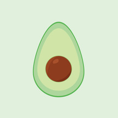 avocado cut with seed on green background