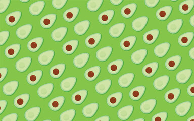 pattern of avocados on green background