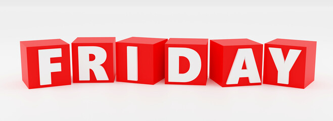 Fototapeta premium 3d Black friday written with red cubes effect on grey background. Sales promotional concept.