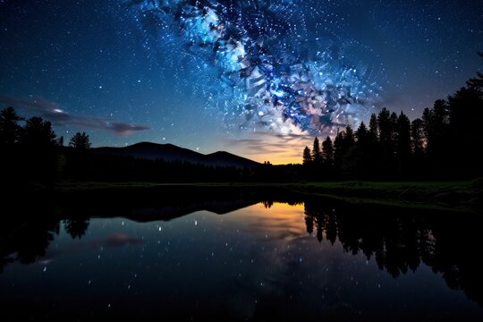 Milky Way Reflected on Lake. © Md