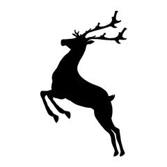 silhouette of jumping reindeer - vector illustration