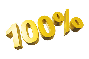 100% number. 3D illustration isolated on transparent background