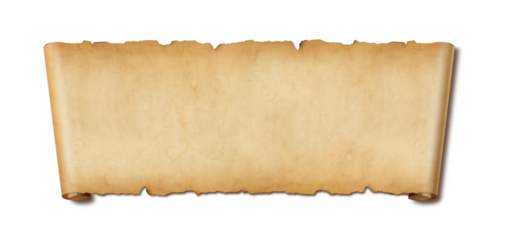 Old paper horizontal banner. Parchment scroll isolated on white with shadow
