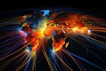 Expansion of worldwide fiber optic networks. Generative AI