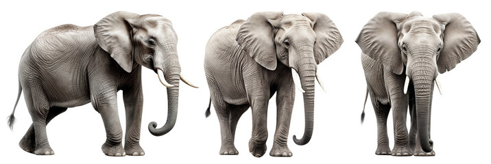 Set of elephants cut out - obrazy, fototapety, plakaty