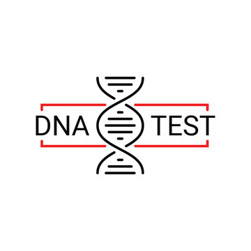 thin line dna test simple logo. flat stroke trend modern smart biotech logotype graphic lineart design art on white background. concept of genetic badge or pharmacy laboratory template