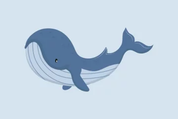 Foto op Plexiglas Isolated whales drawing. Humpback whale minimalist simple vector logo illustration. © Zulfiya