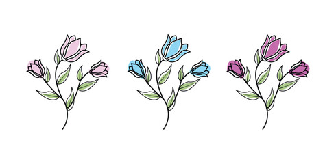 Vector hand-drawn or line art flower design