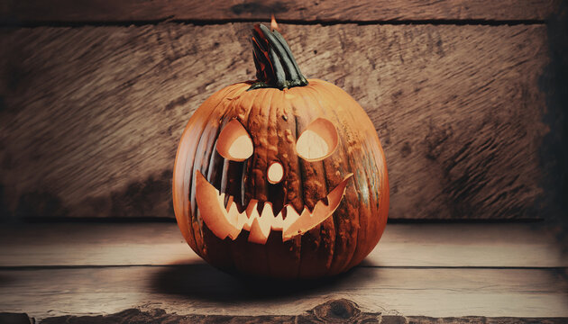 illustrazione di zucca intagliata e illuminata per la festività di Halloween