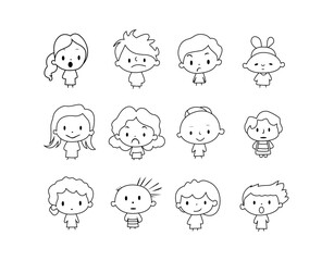 Cute doodle character set vector illustration manually created
