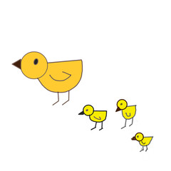 mother bird and baby birds