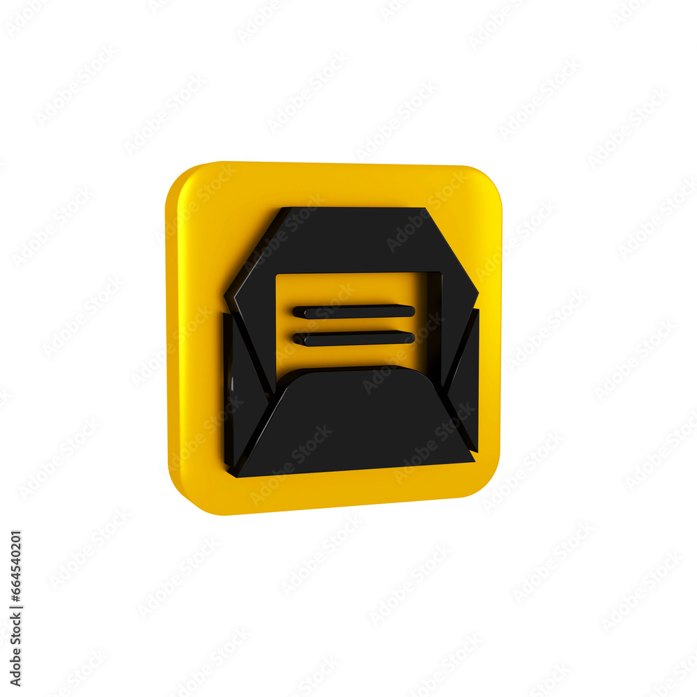 Poster black envelope icon isolated on transparent background. received message concept. new, email incomin