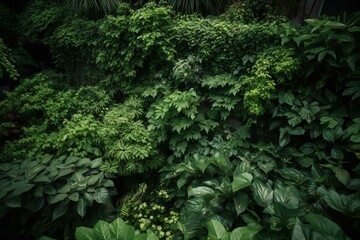 Zoomed-in view of lush verdant foliage backdrop. Generative AI