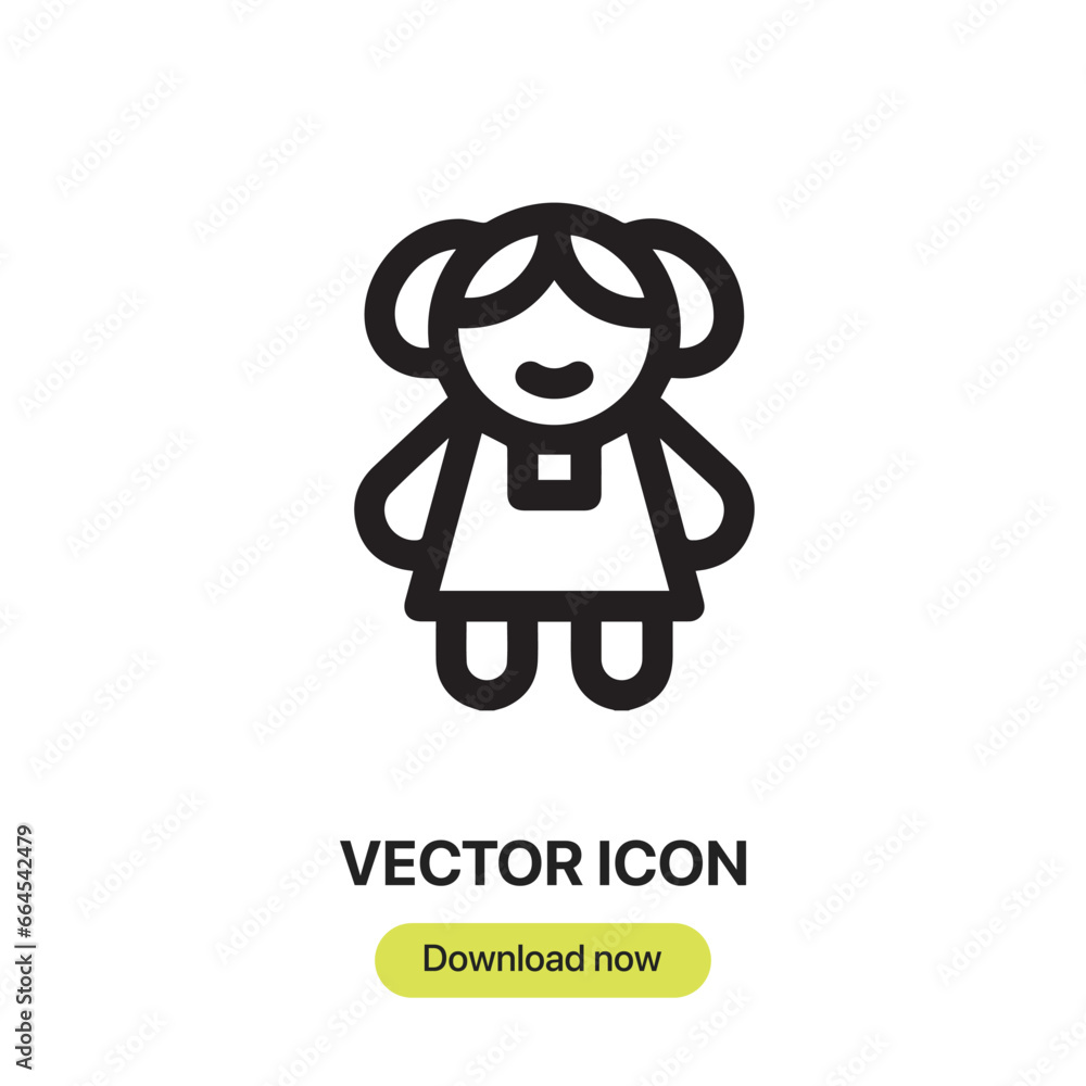 Poster doll icon vector. linear-style sign for mobile concept and web design. doll symbol illustration. pix