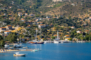 Fototapeta na wymiar Selimiye Coastline view in Marmaris Town of Turkey