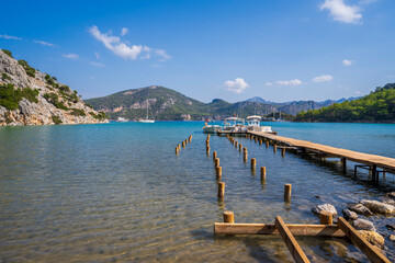 Cennet Beach view in Selimiye Village of Turkey