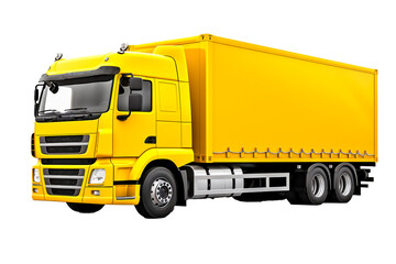Fototapeta na wymiar Yellow Truck with container, cargo transportation concept, isolated on transparent background