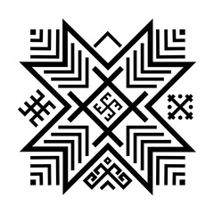 Old baltic Folk star or flower snowflake symbol. - obrazy, fototapety, plakaty
