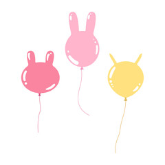 Balloons helium with rabbit ears easter flat style isolated vector illustration design