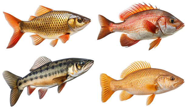 Collection Of Fishes Isolated On White Background